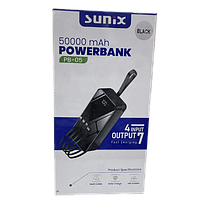 Потужний повербанк із ліхтариком 50000 mAh Sunix PB-05 Power Bank з кабелями