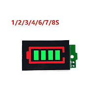 Универсальный индикатор уровня заряда/разряда аккумуляторов Li-ion / Li-pol 3.3-31.2V зеленый