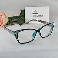 -1.0 Готові мінусові жіночі окуляри для зору в пластиковій оправі чорний із зеленим