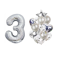 Фонтан із куль з цифрою "3", срібло