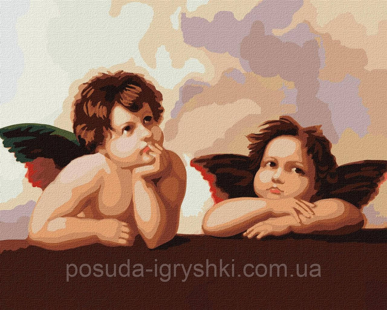 Набір для розпису по номерах. "Чарівні янголятка © Рафаель Санті" 40х50см Складність 3 з 5.
