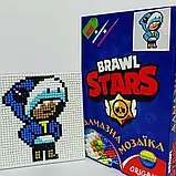 Дитяча алмазна мозаїка Origami Бравл Старс Леон Акула 10*10 см, фото 2