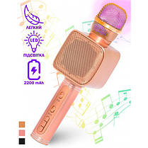 Караоке Мікрофон Magic Karaoke YS-68 Bluetooth Колонка 2в1 з голограмою LED Відлуння Мембраної Бездротової. Колір: рожевий, фото 3