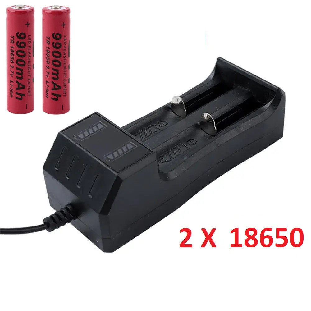 Комплект: 2 Шт - Аккумулятор 18650 9900 Ma+ Зарядное Устройство с USB ...