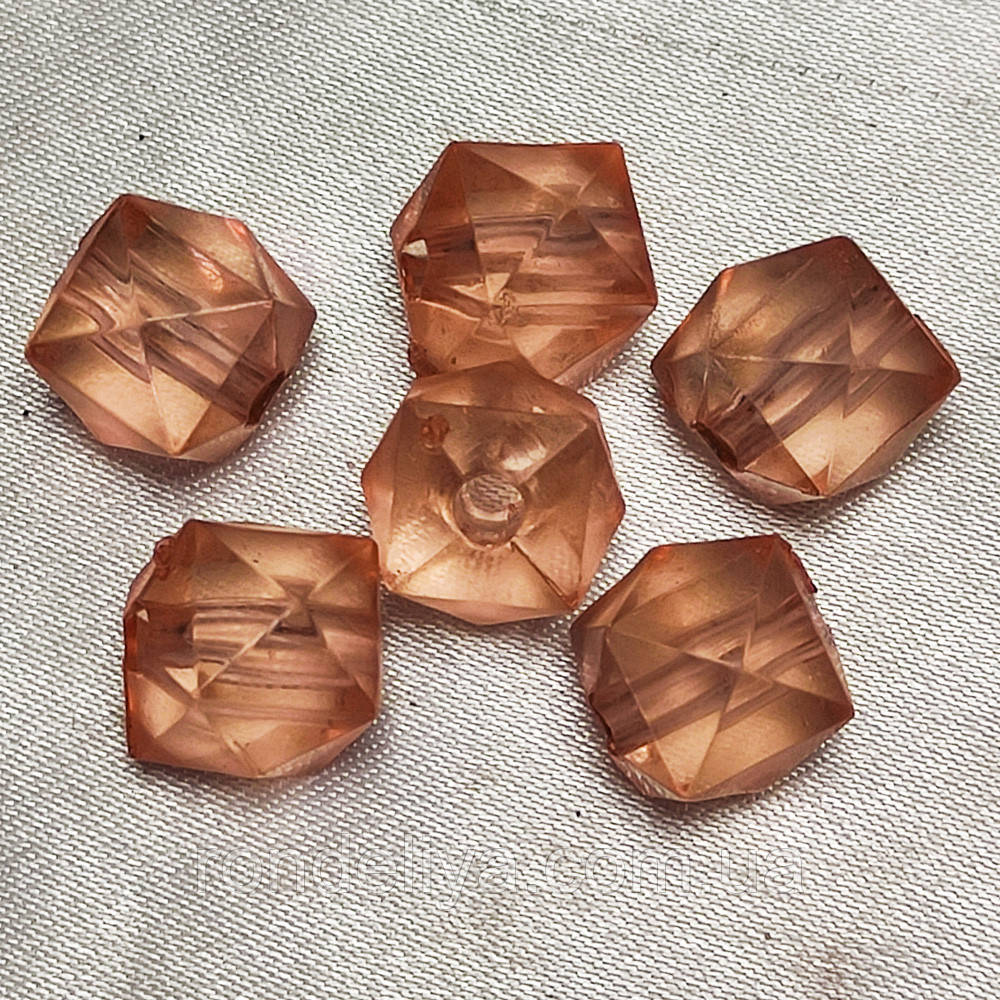 Намистини акрил прозорі "Куб гранований" 12 мм Світло рожевий 50 г ~ 50 шт, фото 1