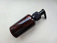 125 - 140 мл Коричневый ПЭТ с черным дозатором для мыла,антисептика 28/410 круглая бутылка, флакон пластиковый