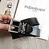Ремінь шкіряний Yves Saint Laurent (YSL) срібло глянець, фото 9