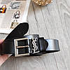 Ремінь шкіряний Yves Saint Laurent (YSL) срібло глянець, фото 8