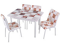 Комплект обеденной мебели "Dantel" (стол ДСП, каленное стекло + 4 стула) Mobilgen, Турция