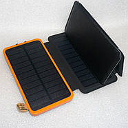 Повербанк на 4 сонячних панелях 10000 мАг з ліхтариком, портативний сонячний зарядний пристрій Power Bank, фото 2