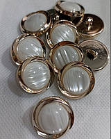 Гудзики з перлами золото на ніжці 21 мм (100 штук)