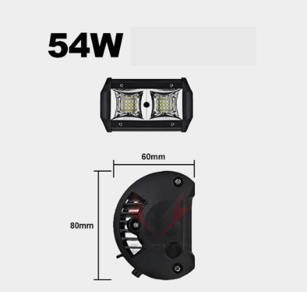 LED-фара додаткового світла 54W білий+жовтий стробоскоп