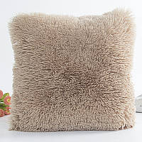 Інтер'єрна подушка, хутро травка, подушка на диван бежевого кольору