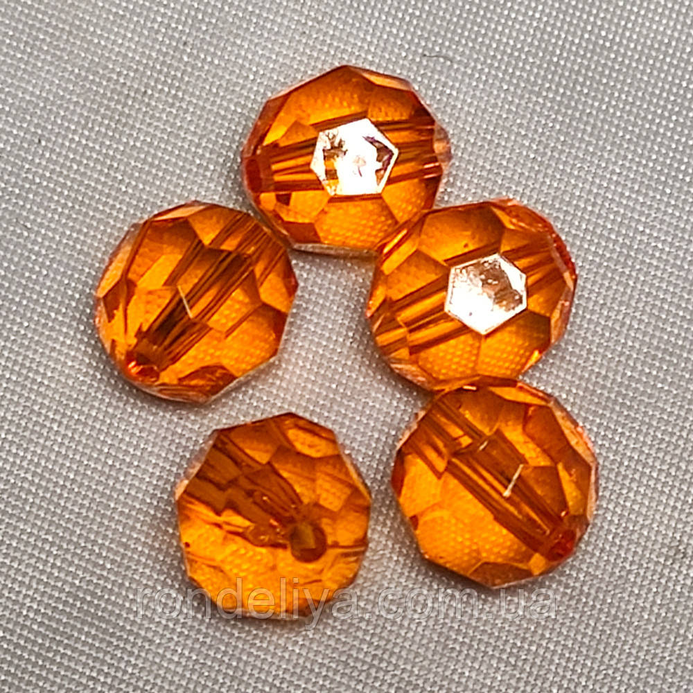 Намистини акрил прозорі "Куля гранована" 12 мм Жовтий 50 г ~ 80 шт, фото 1