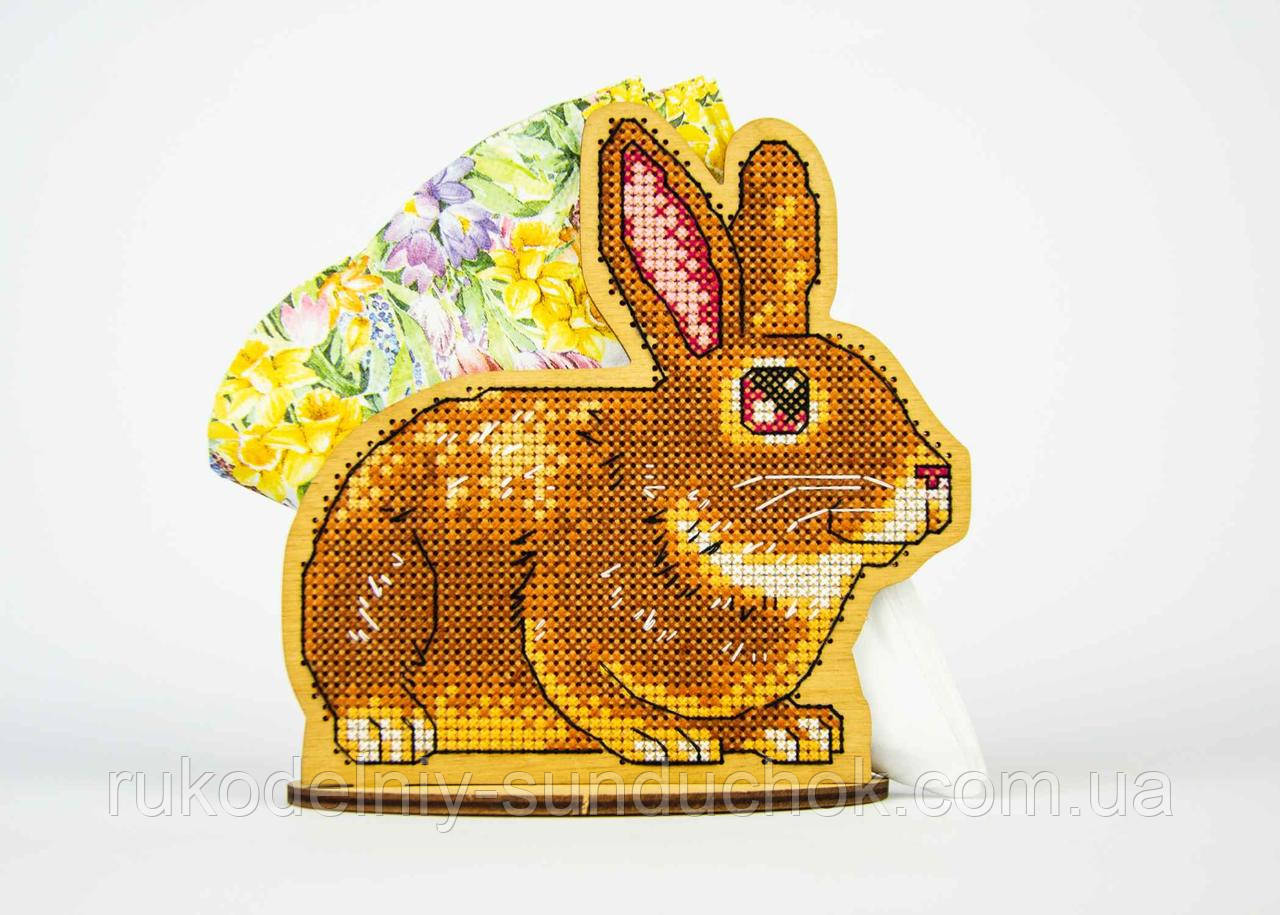 Набір для вишивки серветниці на дерев’яній основі ТМ Embroidery Craft Рудий кролик PHSLN-003