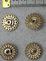 Кнопка пришивна Кн-00019 золота декоративна для взуття, галантереї, одягу, сумок.