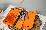 Ключниця шкіряна жіноча з помаранчева Сова | Шкіряний чохол для ключів, фото 3