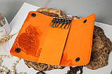 Ключниця шкіряна жіноча з помаранчева Сова | Шкіряний чохол для ключів, фото 7