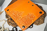 Ключниця шкіряна жіноча з помаранчева Сова | Шкіряний чохол для ключів, фото 4