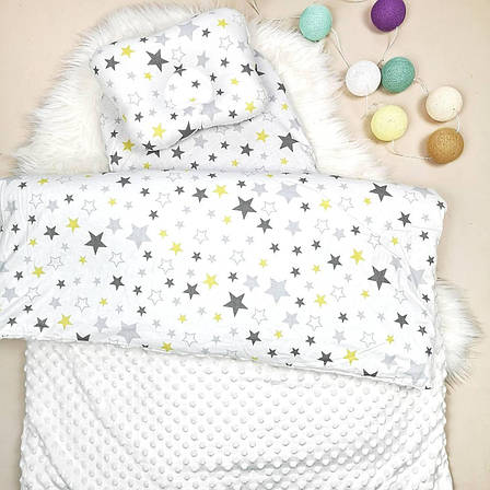 Набір в коляску комплект у візок 3 предмети подушка, плед, простирадло комплект білизни в дитячий візочок, фото 2