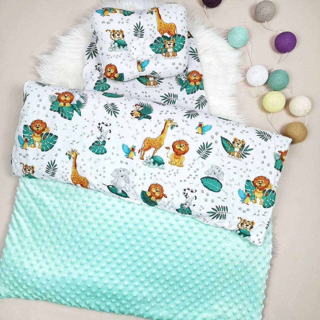 Набір в коляску комплект у візок 3 предмети подушка, плед, простирадло комплект білизни в дитячий візочок