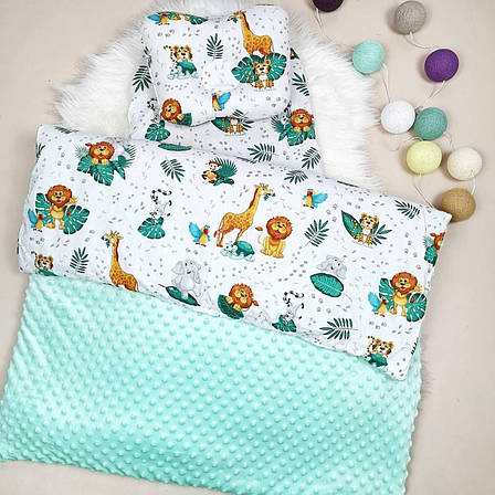 Набір в коляску комплект у візок 3 предмети подушка, плед, простирадло комплект білизни в дитячий візочок, фото 2