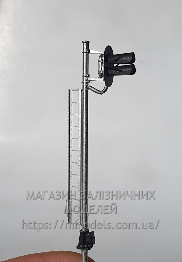 Пристрої сигналізації залiзниць - Модель двозначного (Зелений Червоний) мачтового світлофора, масштабу 1/87, H0, фото 1