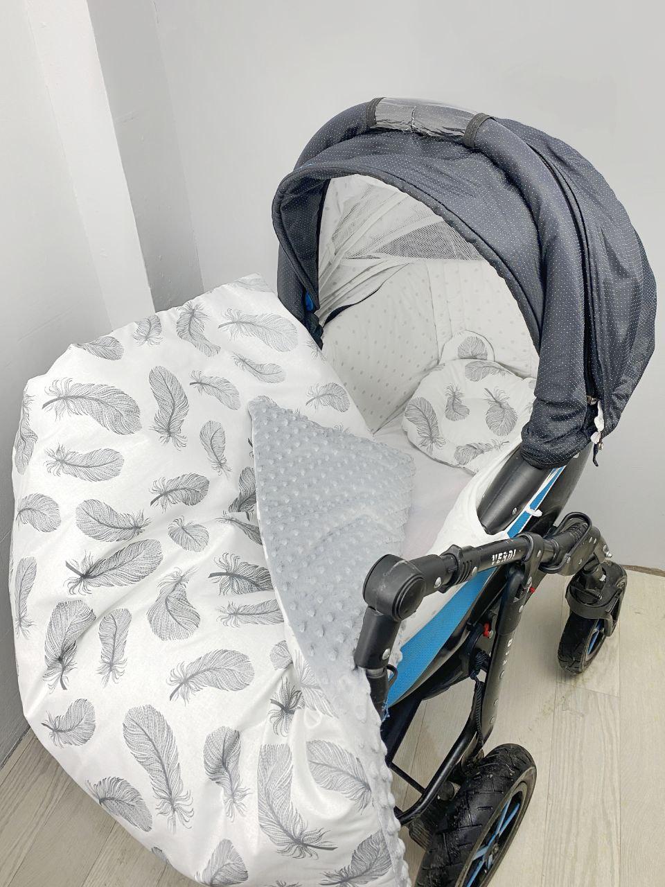 Набір в коляску комплект у візок 3 предмети подушка, плед, простирадло комплект білизни в дитячий візочок