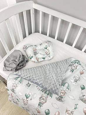 Набір в коляску комплект у візок 3 предмети подушка, плед, простирадло комплект білизни в дитячий візочок, фото 3