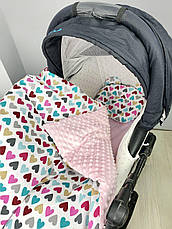 Набір в коляску комплект у візок 3 предмети подушка, плед, простирадло комплект білизни в дитячий візочок, фото 4