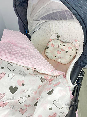 Набір в коляску комплект у візок 3 предмети подушка, плед, простирадло комплект білизни в дитячий візочок, фото 2