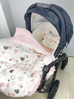 Набір в коляску комплект у візок 3 предмети подушка, плед, простирадло комплект білизни в дитячий візочок, фото 1