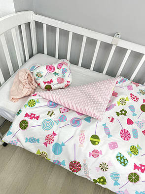 Набір в коляску комплект у візок 3 предмети подушка, плед, простирадло комплект білизни в дитячий візочок, фото 2