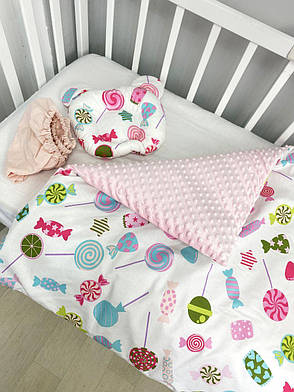 Набір в коляску комплект у візок 3 предмети подушка, плед, простирадло комплект білизни в дитячий візочок, фото 3