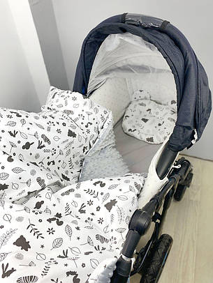 Набір в коляску комплект у візок 3 предмети подушка, плед, простирадло комплект білизни в дитячий візочок, фото 1