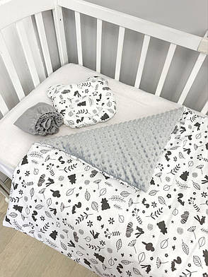 Набір в коляску комплект у візок 3 предмети подушка, плед, простирадло комплект білизни в дитячий візочок, фото 2