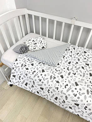 Набір в коляску комплект у візок 3 предмети подушка, плед, простирадло комплект білизни в дитячий візочок, фото 3