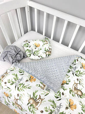 Набір в коляску комплект у візок 3 предмети подушка, плед, простирадло комплект білизни в дитячий візочок, фото 2