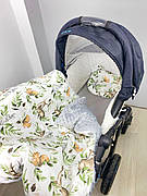 Набір в коляску комплект у візок 3 предмети подушка, плед, простирадло комплект білизни в дитячий візочок