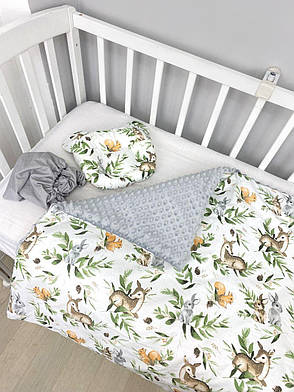 Набір в коляску комплект у візок 3 предмети подушка, плед, простирадло комплект білизни в дитячий візочок, фото 3