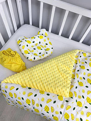 Набір в коляску комплект у візок 3 предмети подушка, плед, простирадло комплект білизни в дитячий візочок, фото 3