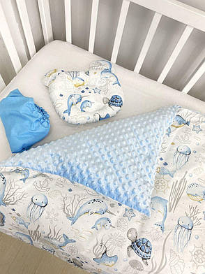 Набір в коляску комплект у візок 3 предмети подушка, плед, простирадло комплект білизни в дитячий візочок, фото 2