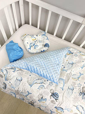 Набір в коляску комплект у візок 3 предмети подушка, плед, простирадло комплект білизни в дитячий візочок, фото 3