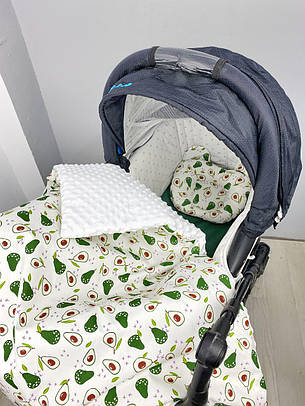 Набір в коляску комплект у візок 3 предмети подушка, плед, простирадло комплект білизни в дитячий візочок, фото 1