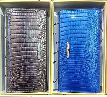 Гаманець жіночий лаковий під рептилію на магніті в різних кольорах із натуральної шкіри Glam