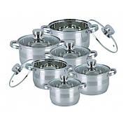 Набір каструль з кришками Bohmann BH 1275 N набір кухонний 12 предметів посуд для кухні