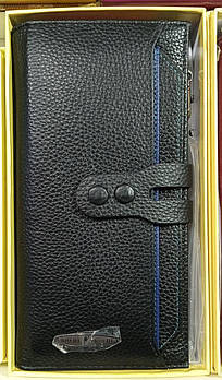 Гаманець жіночий чорний на кнопці зі штучної шкіри Glam