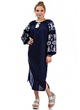 Сукня з вишивкою довга Купава т-синій, фото 3