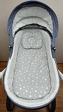 Набір в коляску 2 предмети подушка і водонепроникне простирадло на резинці комплект постільної білизни в дитячий візок, фото 2