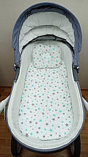 Набір в коляску 2 предмети подушка і водонепроникне простирадло на резинці комплект постільної білизни в дитячий візок, фото 3
